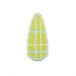 Yellow Green Polyester Teardrop Cabochons, for Hair Accessories Making, Yellow Green, 65x31mm