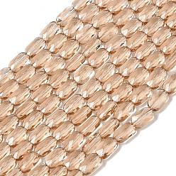 Темный Лосось Прозрачные стеклянные бусины, прямоугольные, граненые, темный лосось, 7x4.5x3.5 мм, отверстие : 0.9 мм, около 79~80 шт / нитка, 21.65''~22.24'' (55~56.5 см)