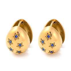 Синий Вакуумное покрытие pvd 304 серьги-кольца из нержавеющей стали с прозрачным кубическим цирконием для женщин, слеза со звездой, синие, 14.5x11.5x17 мм