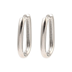 Платина Латунные серьги обруча, овальные, платина, 21x14x3 мм