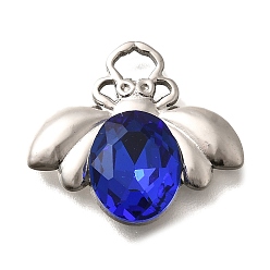 Сапфир 304 подвески из нержавеющей стали, со стразами, цвет нержавеющей стали, Пчелы, сапфир, 17x19x4.5 мм, отверстие : 3.5x2 мм