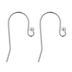 Silver 925 Sterling Silver Earring Hooks, Silver, 20x10mm, Hole: 1mm, 22 Gauge, Pin: 0.7mm
