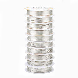 Silver Round Copper Jewelry Wire, Long-Lasting Plated, Silver Color Plated, 20 Gauge, 0.8mm, about 9.84 Feet(3m)/roll