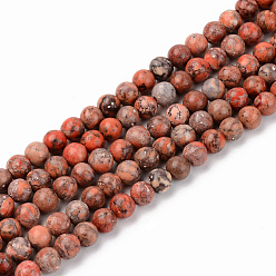 Coral Natural American Turquoise Beads Strands, Dyed & Heated, Round, Coral, 4mm, Hole: 0.8mm, about 84~88pcs/strand, 15 inch(38cm)