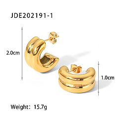 JDE202191-1 Stylish Dual-layered Gold and Silver Stainless Steel Earrings for Women