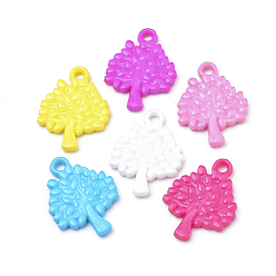 Mixed Color Opaque Acrylic Pendants, Tree, Mixed Color, 30x22.5x3mm, Hole: 3mm, about 430pcs/500g