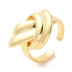 Real 18K Gold Plated Brass Open Cuff Rings, Knot, Real 18K Gold Plated, Inner Diameter: 17mm