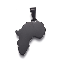 Черный Цвет Металла 304 подвески из нержавеющей стали, форма карты, металлический черный , 25x18x1.5 мм, отверстие : 8x3 мм