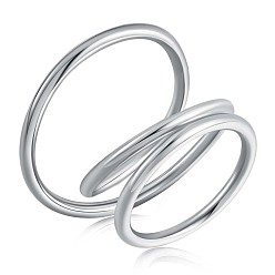 Platinum Rhodium Plated 925 Sterling Silver Interlock Triple Loops Chunky Ring, Wire Wrap Jewelry for Women, Platinum, US Size 6 1/2(16.9mm)