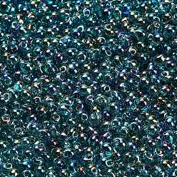 (DP2458) Transparent Teal AB Миюки 3.4мм капельные бусины, японский бисер, прозрачные цвета AB, (dp2458) прозрачный бирюзовый ab, 3.4x3 мм, отверстие : 0.65 мм, Около 900 шт / 50 г