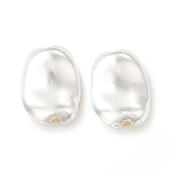 Silver Long-Lasting Plated Alloy Beads, Cadmium Free & Nickel Free & Lead Free, Oval, Silver, 15.5x11x5mm, Hole: 1.2~1.4mm