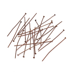 Red Copper Iron Flat Head Pins, Cadmium Free & Nickel Free & Lead Free, Red Copper, 50x0.75~0.8mm, 20 Gauge, about 2100pcs/500g, Head: 2mm