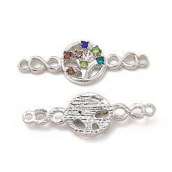 Colorful Alloy Connector Charms, Tree of Life Links with Infinity, Platinum, with Rhinestone, Nickel, Colorful, 31.5x10.5x3mm, Hole: 1.5mm