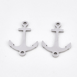 Stainless Steel Color 201 Stainless Steel Links connectors, Laser Cut Links, Anchor, Stainless Steel Color, 18x13x1mm, Hole: 1.4mm