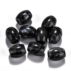 Labradorite Natural Larvikite European Beads, Large Hole Beads, Barrel, 15~17x12~13.5mm, Hole: 4.5~5mm