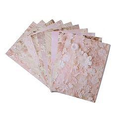 Pearl Pink 30 Sheets 10 Styles Vintage Lace Flower Scrapbook Paper Pads, for DIY Album Scrapbook, Greeting Card, Background Paper, Pearl Pink, 140x100x0.1mm, 3 sheets/style