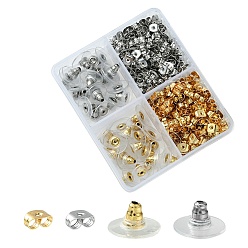 Golden & Stainless Steel Color 340Pcs 4 Style 304 Stainless Steel Friction Ear Nuts & Bullet Clutch Earring Backs Sets, Ear Locking Earring Backs for Post Stud Earrings, Golden & Stainless Steel Color, 6~11x4~6x3~3.5mm, Hole: 0.7~1mm