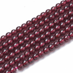 Garnet Natural Garnet Beads Strands, Round, 3mm, Hole: 0.5mm, about 130pcs/strand, 16.3 inch