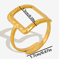 Золотистый 304 регулируемые манжеты из нержавеющей стали с открытыми кольцами для женщин, квадратный, золотые, 15 мм, внутренний диаметр: 17 мм