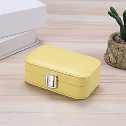 Yellow Imitation Leather Jewelry Storage Boxes, for Earring, Bracelet, Ractangle, Yellow, 7.5x12x4cm