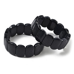 Синий Драгоценный Камень Браслеты из синтетических синих бусин из авантюрина для женщин и мужчин, овальные, 1 дюйм (2.4 см), внутренний диаметр: 2-1/2 дюйм (6.45 см)