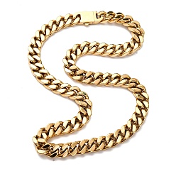 Настоящее золото 18K 13мм 304 кубинские звенья из нержавеющей стали, ожерелья для унисекс, ионное покрытие (ip), реальный 18 k позолоченный, 23.86 дюйм (60.6 см), ссылка: 17x13x5.5 mm