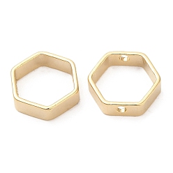 Real 24K Gold Plated Rack Plating Brass Bead Frame, Cadmium Free & Lead Free, Hexagon, Real 24K Gold Plated, 11x10x3mm, Hole: 1.2mm
