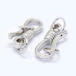 Platinum Rhodium Plated 925 Sterling Silver S-Hook Clasps, Platinum, 13.5x5x2.5mm, Hole: 3mm and 5x3mm