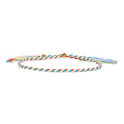 12 Adjustable Colorful Beaded Friendship Bracelet with Braided Pull Cord - Handmade