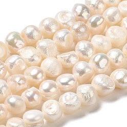 PapayaWhip Natural Cultured Freshwater Pearl Beads Strands, Two Sides Polished, Grade 2A, PapayaWhip, 6~7x7~8x5.5~6mm, Hole: 0.6mm, about 50~51pcs/strand, 13.19~13.39 inch(33.5~34cm)