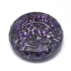 Amethyst Natural Amethyst Ashtray Display Decorations, Faceted, Flat Round, 98~100x22~24mm, Inner Diameter: 57mm