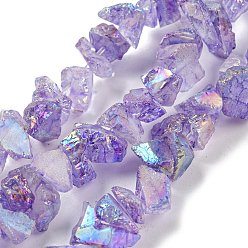 Средний Фиолетовый Гальванические природный кварц бисер пряди, самородки, средне фиолетовый, 2~7x5~14x5~14 мм, отверстие : 0.8 мм, около 80~82 шт / нитка, 15.16'' (38.5 см)