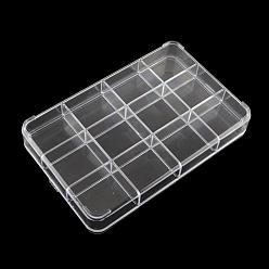 Clear 12 Compartments Rectangle Plastic Bead Storage Containers, Clear, 15x23.4x3.4cm