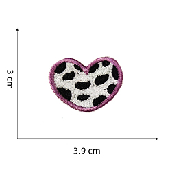 Cattle Computerized Embroidery Cloth Self-adhesive/Sew on Patches, Costume Accessories, Heart, Cow Pattern, 30x39mm