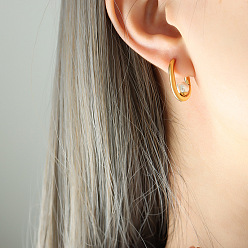 F685-Gold White Pearl Earrings Fashion temperament pearl green agate tiger's eye titanium steel earrings earrings jewelry women do not fade
