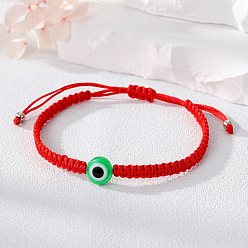 8# Red String Green Round Eye Bracelet Colorful Handmade Evil Eye Bracelet with Adjustable Drawstring for Women and Men