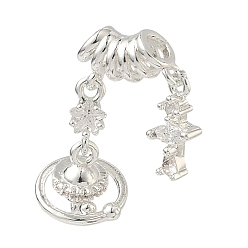 Посеребрённый Кулон из циркония, подвески в виде креста и звезды, изображающие планеты, прозрачные, 925 серебро покрытием, 22 мм, отверстие : 3 мм