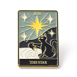 Light Blue Fashion Tarot Card Enamel Pin, Alloy Brooch, Golden, The Star XVII, 30.5x21x10mm, Pin: 1mm