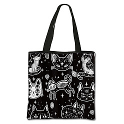 Cat Shape Gothic Printed Polyester Shoulder Bags, Square, Cat Shape, 71.5cm, Bag: 395x395cm