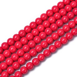 Light Coral Normal Glass Strand Beads, Light Coral, 6mm, Hole: 0.5mm, about 68pcs/strand, 16''(40.64cm)
