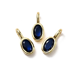 Синий Овальные латунные микро проложит кубических прелести диоксида циркония, стойки покрытие, долговечный, без кадмия и без свинца, золотые, синие, 12x5x4 мм, отверстие : 3.5x2 мм