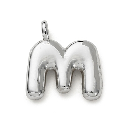 Letter M Латунные подвески, долговечный, стойки покрытие, без кадмия и без свинца, платина, Буква М, 15.5x14x4.5 мм, отверстие : 2.5 мм