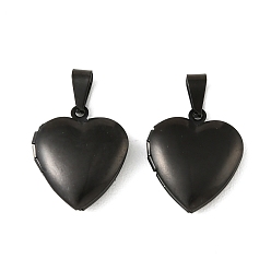 Черный 316 подвески из нержавеющей стали Locket, шарма сердца, с 304 защелкой из нержавеющей стали на поручнях, долговечный, ионное покрытие (ip), чёрные, 22.5x19.5x5.5 мм, отверстие : 6.5x3.5 мм, внутренний диаметр: 14x13 мм
