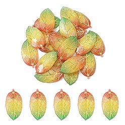 Разноцветный Прозрачные акриловые подвески, с гальваническим дном, для изготовления серьги diy, лист, красочный, 40x21x5 мм, отверстие : 1.2 мм