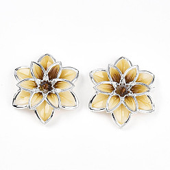 Темно-Золотистый Непрозрачные акриловые бусины, цветок, темные золотарник, 39.5x45x11 мм, отверстие : 1.8 мм