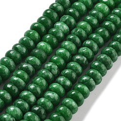 Dark Green Natural White Jade Beads Strands, Dyed, Rondelle, Dark Green, 8x5mm, Hole: 1mm, about 74pcs/strand, 15.15 inch(38.5cm)