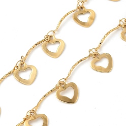 Золотой 304 цепи из нержавеющей стали ссылка, с катушкой, пайки, ионное покрытие (ip), сердце, золотые, 10x9x0.5 мм, 5 м / рулон