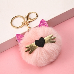 Pink Женский брелок с пушистым помпоном в виде кошки, Подвеска-подвеска в виде автомобиля из искусственного меха кролика, розовые, 160x80 мм