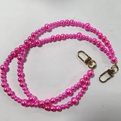 Ярко-Розовый АБС-пластик имитация жемчужных бусин цепочки удлинители сумок цепи, с поворотными застежками из сплава, ярко-розовый, 450 мм