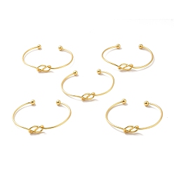 Real 18K Gold Plated Rack Plating Brass Knot Open Cuff Bangle for Women, Cadmium Free & Lead Free & Nickle Free, Real 18K Gold Plated, Inner Diameter: 2-1/2 inch(6.2~6.4cm)